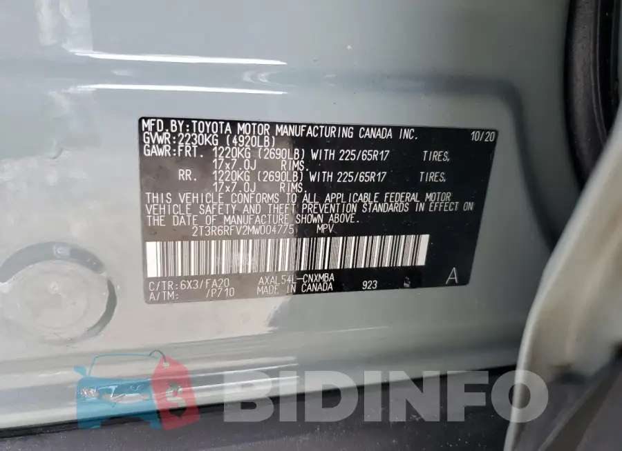 2T3R6RFV2MW004775 Photo# 14