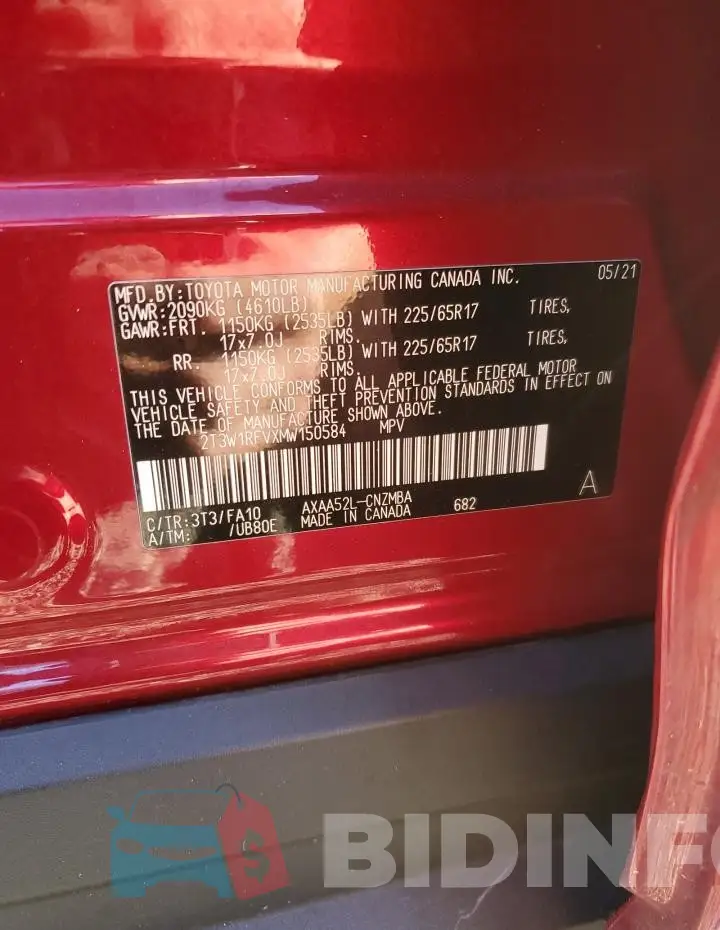 2T3W1RFVXMW150584 Photo# 13