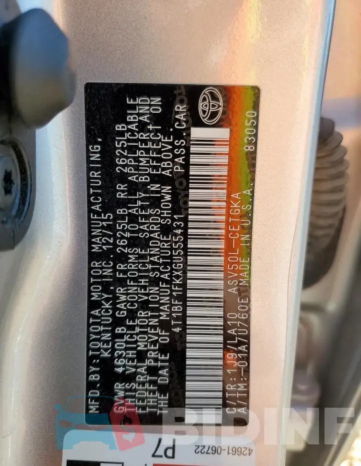 4T1BF1FKXGU555431 Photo# 12