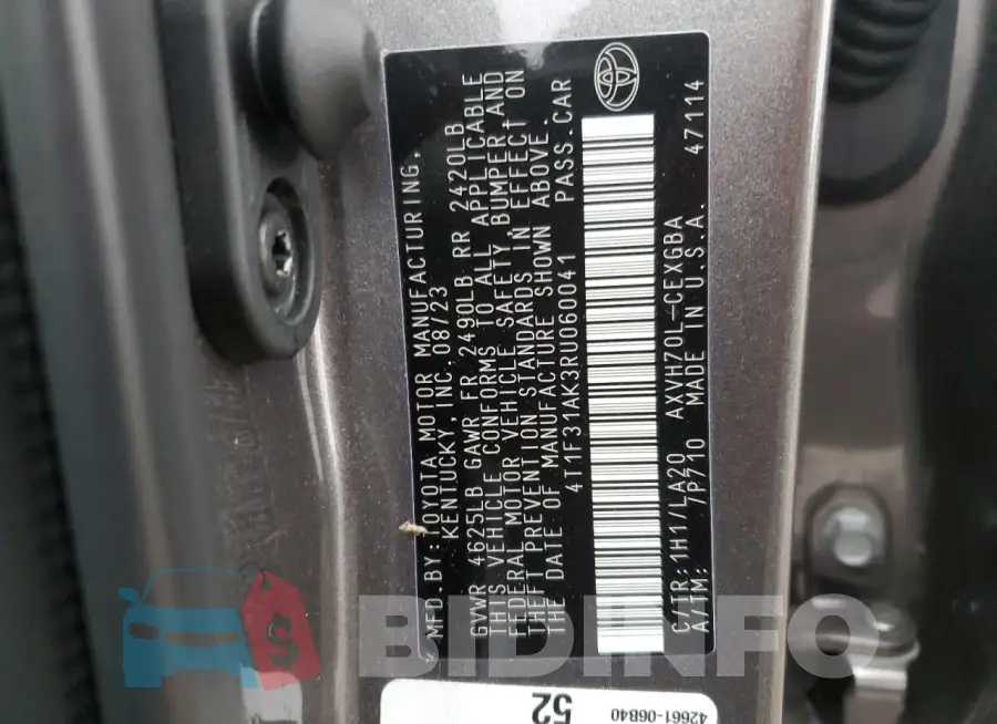 4T1F31AK3RU060041 Photo# 12