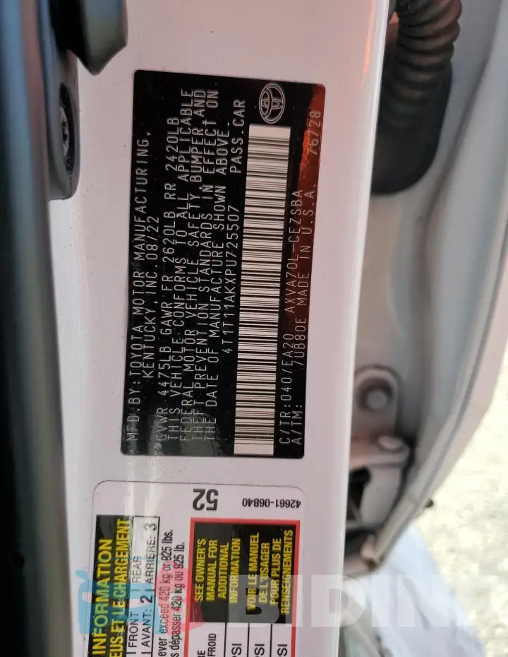 4T1T11AKXPU725507 Photo# 12