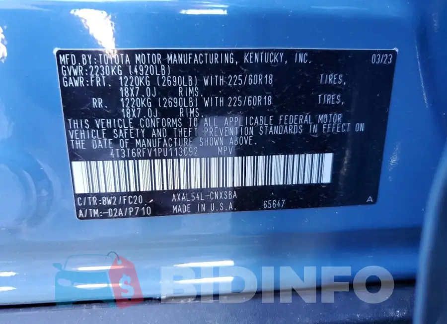 4T3T6RFV1PU113092 Photo# 13