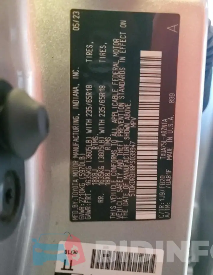 5TDKDRBH8PS039947 Photo# 12