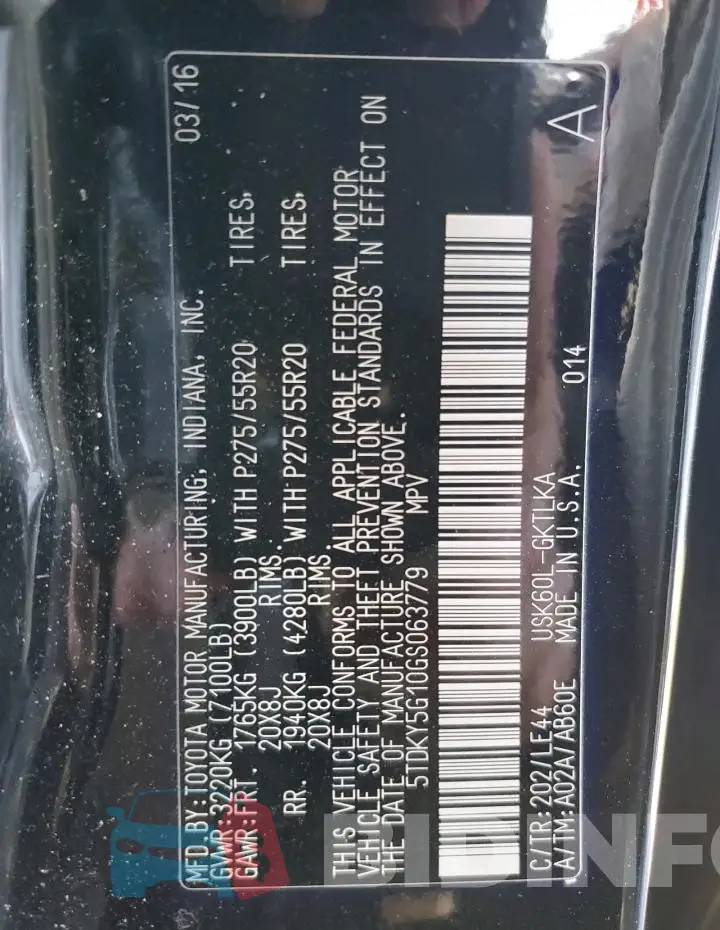 5TDKY5G10GS063779 Photo# 13