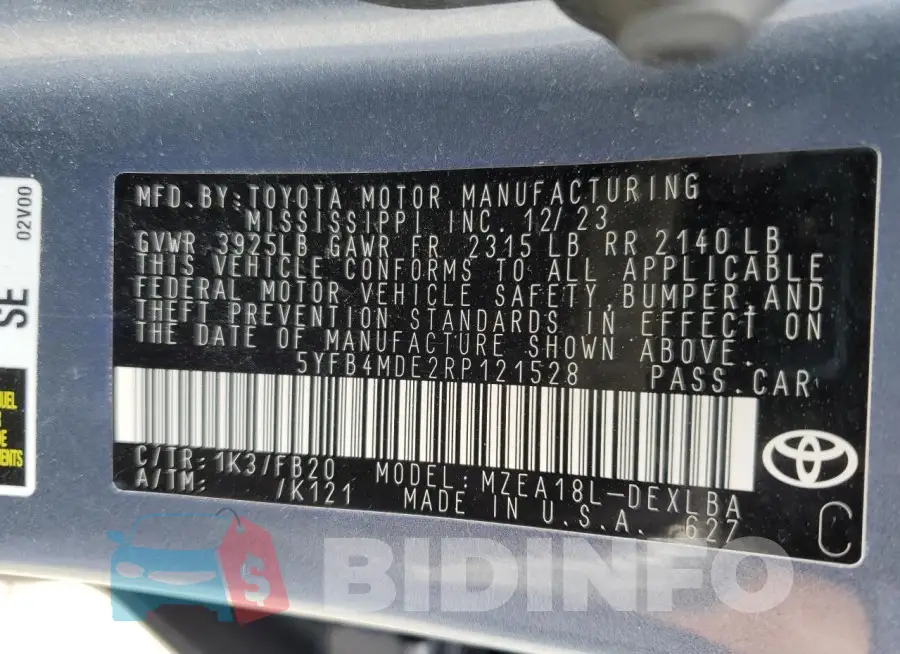 5YFB4MDE2RP121528 Photo# 12