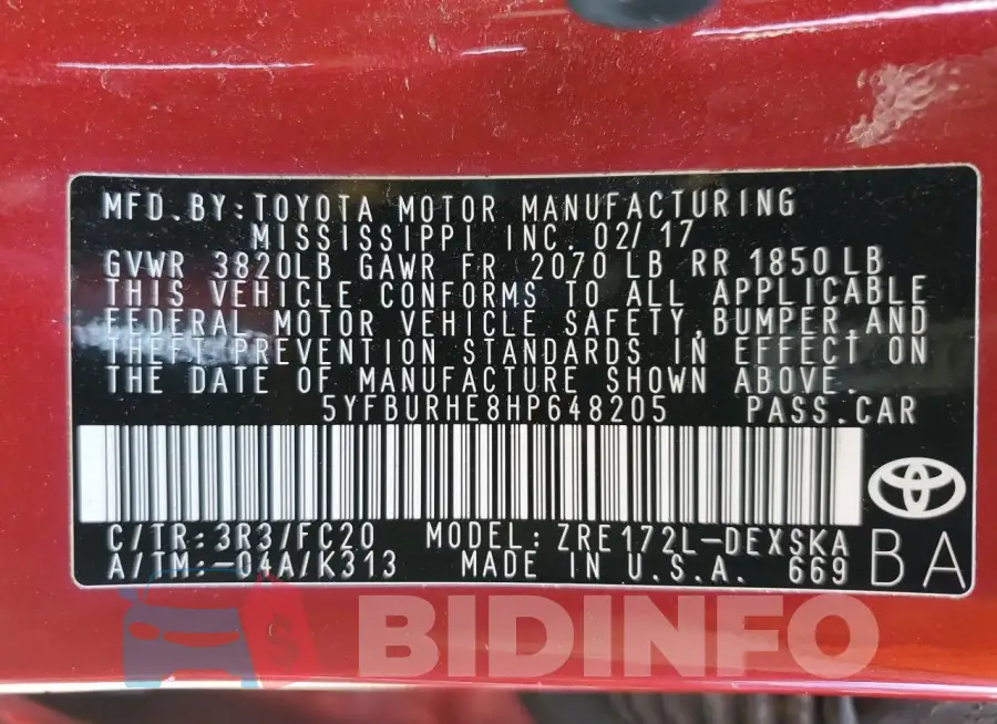 5YFBURHE8HP648205 Photo# 12