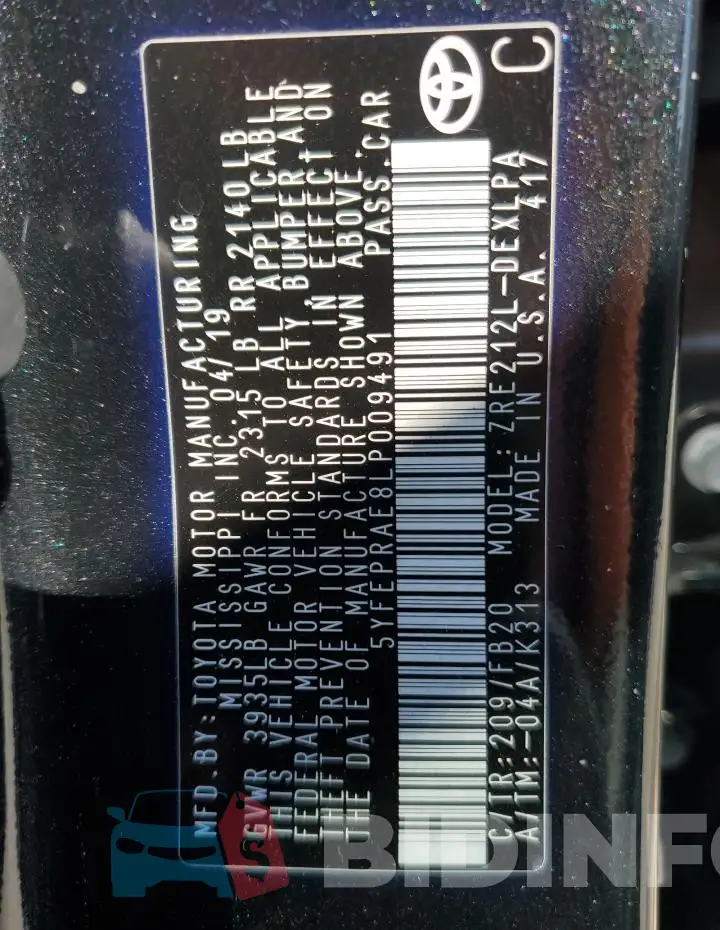 5YFEPRAE8LP009491 Photo# 13