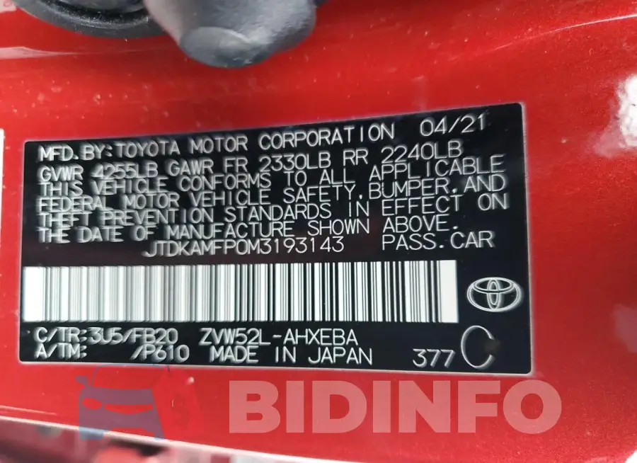 JTDKAMFP0M3193143 Photo# 12