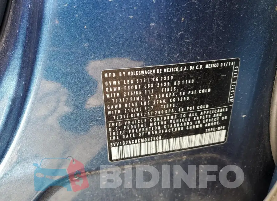 3VV1B7AX8KM087506 Photo# 14