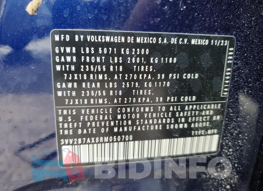 3VV2B7AX8RM050700 Photo# 14