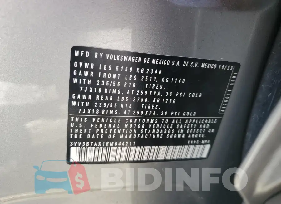 3VV3B7AX1RM044211 Photo# 13