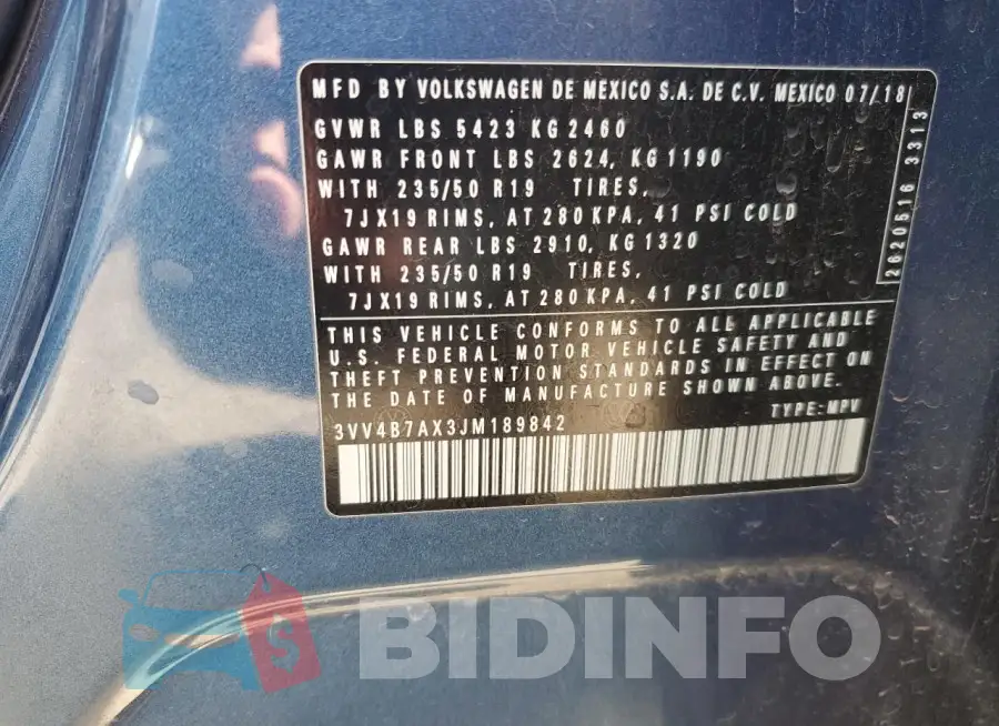 3VV4B7AX3JM189842 Photo# 13