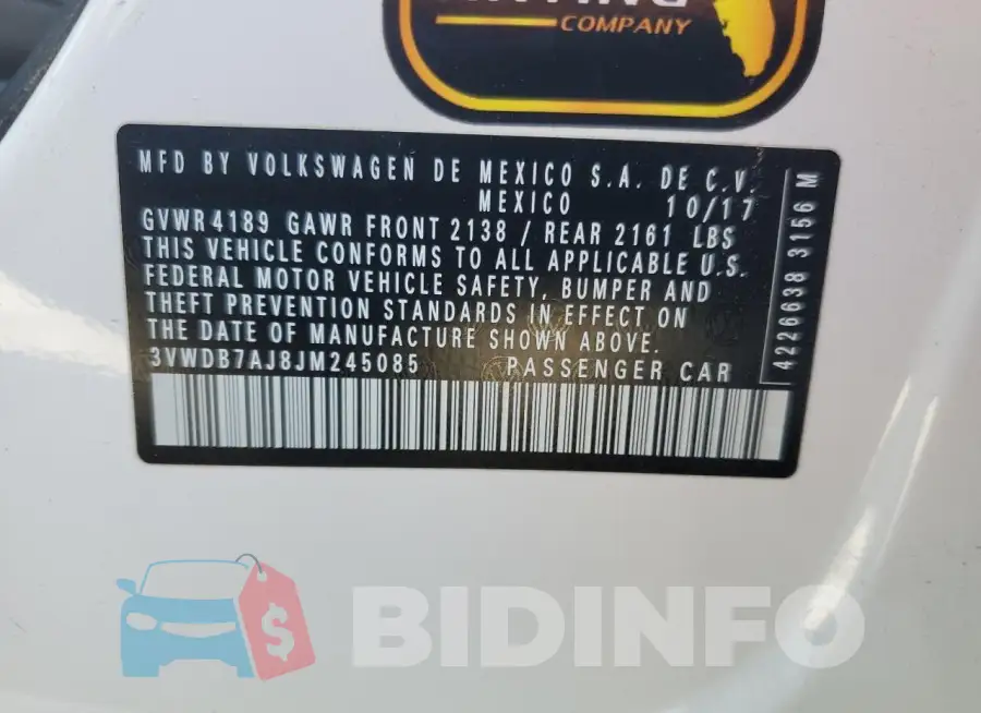 3VWDB7AJ8JM245085 Photo# 12