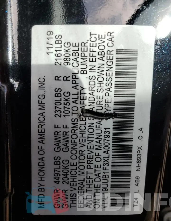 19UUB1F3XLA007931 Photo# 12