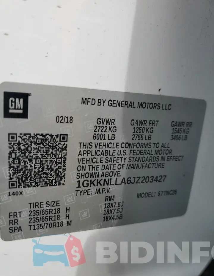1GKKNLLA6JZ203427 Photo# 13