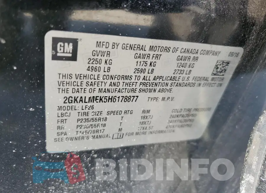 2GKALMEK5H6178877 Photo# 13