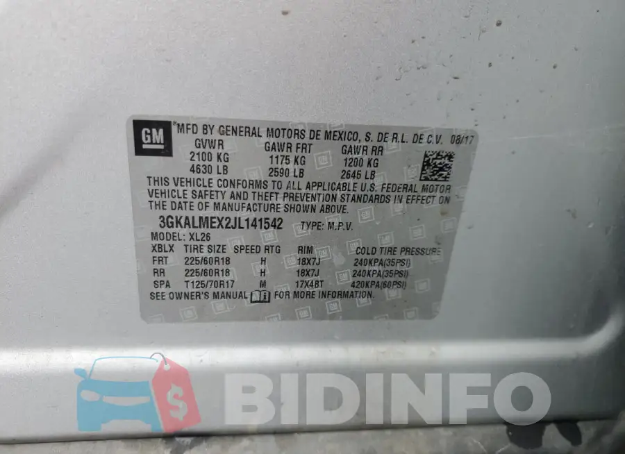 3GKALMEX2JL141542 Photo# 13