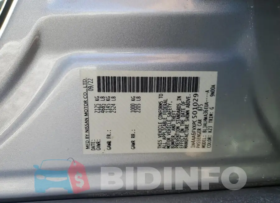 1N4AA6FVXPC501029 Photo# 13
