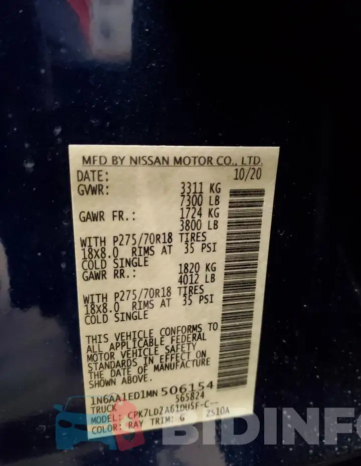 1N6AA1ED1MN506154 Photo# 12