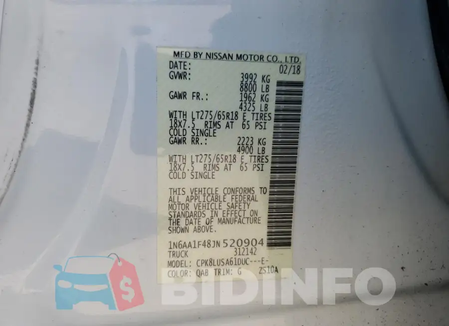 1N6AA1F48JN520904 Photo# 13