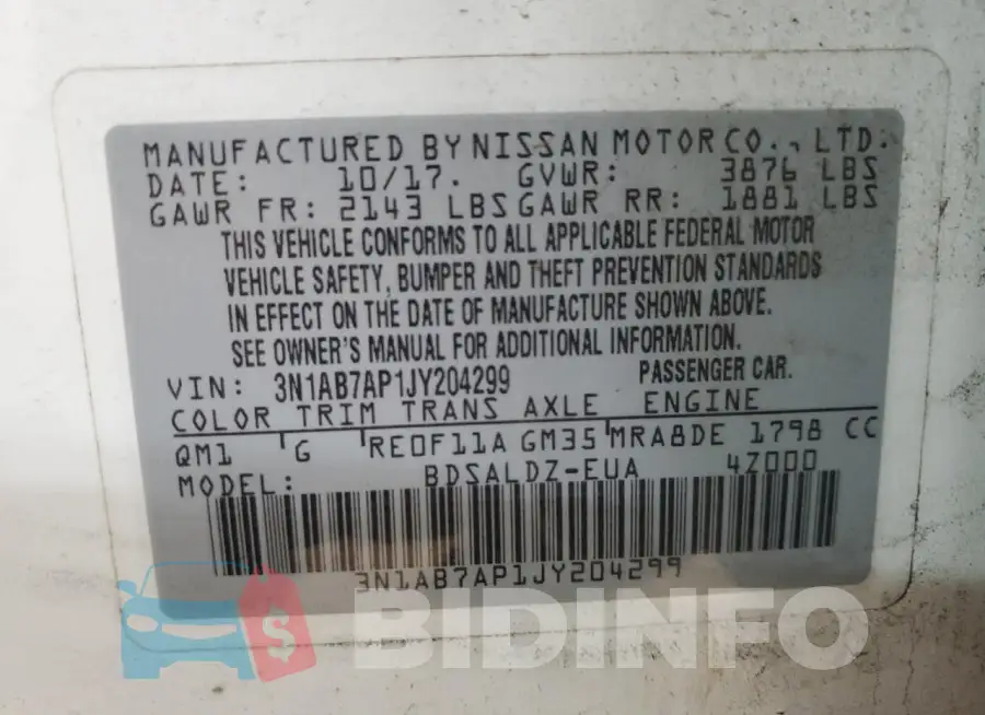 3N1AB7AP1JY204299 Photo# 12