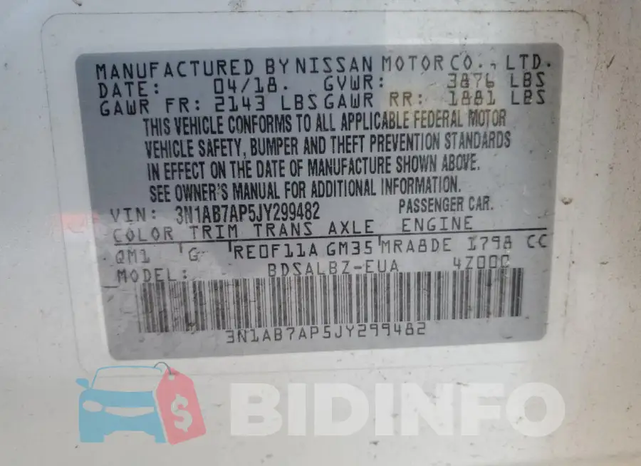 3N1AB7AP5JY299482 Photo# 13