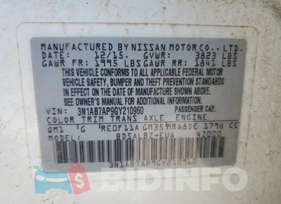 3N1AB7AP9GY210960 Photo# 12