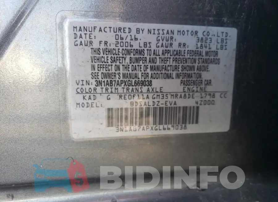 3N1AB7APXGL669038 Photo# 12