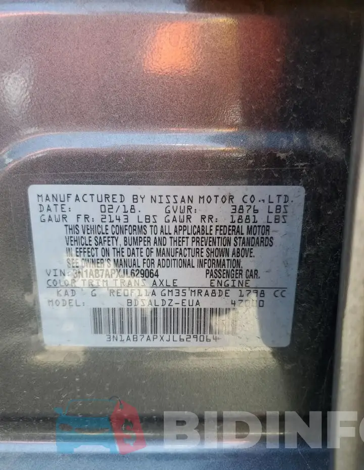 3N1AB7APXJL629064 Photo# 12