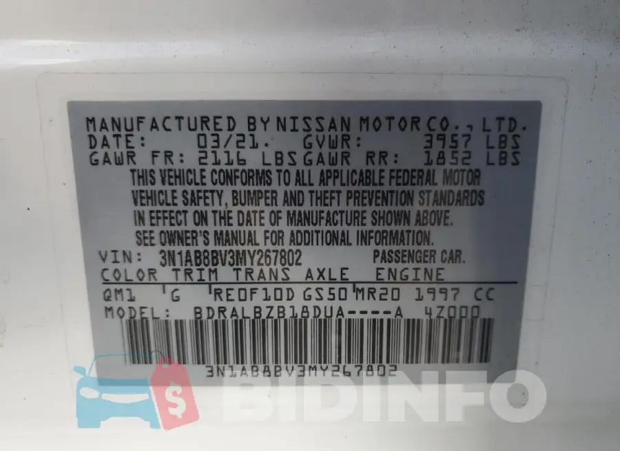 3N1AB8BV3MY267802 Photo# 12