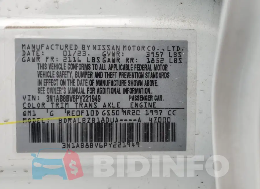 3N1AB8BV6PY221949 Photo# 12