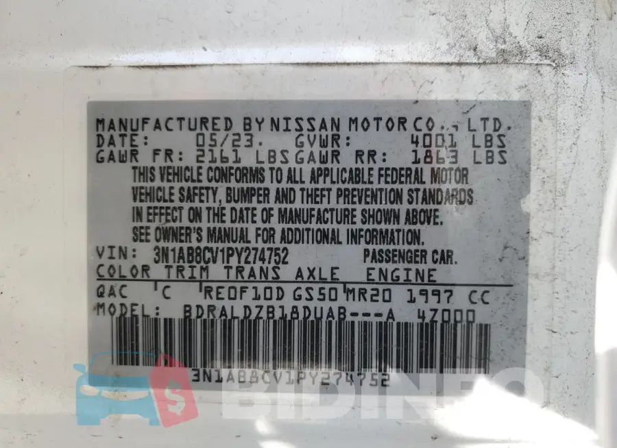 3N1AB8CV1PY274752 Photo# 12
