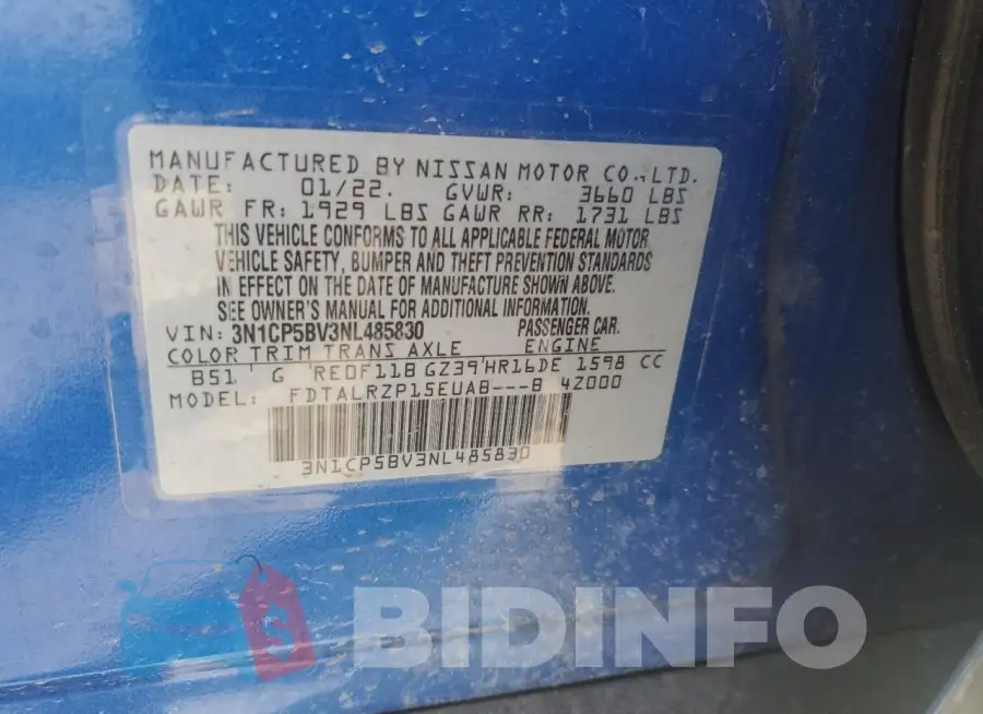 3N1CP5BV3NL485830 Photo# 12