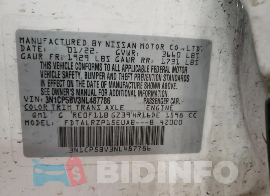 3N1CP5BV3NL487786 Photo# 13
