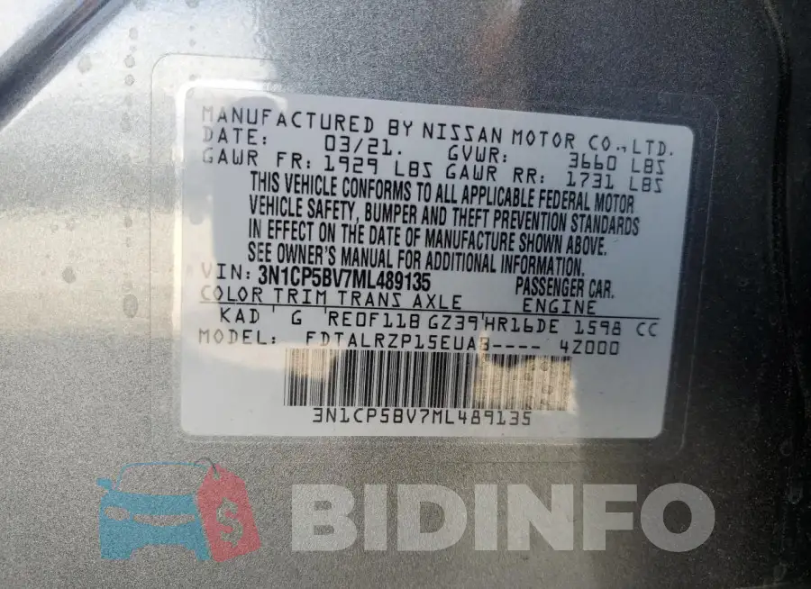 3N1CP5BV7ML489135 Photo# 14