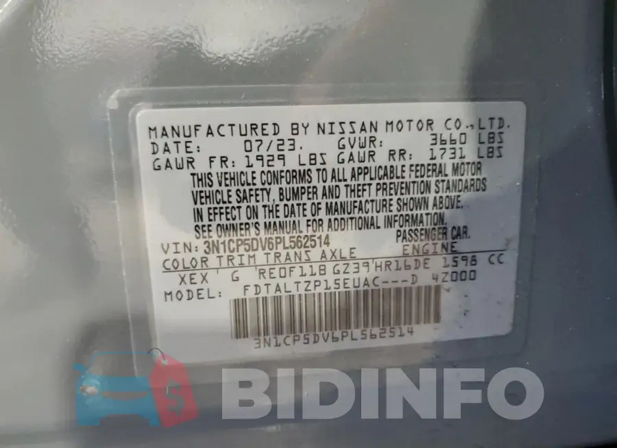 3N1CP5DV6PL562514 Photo# 14