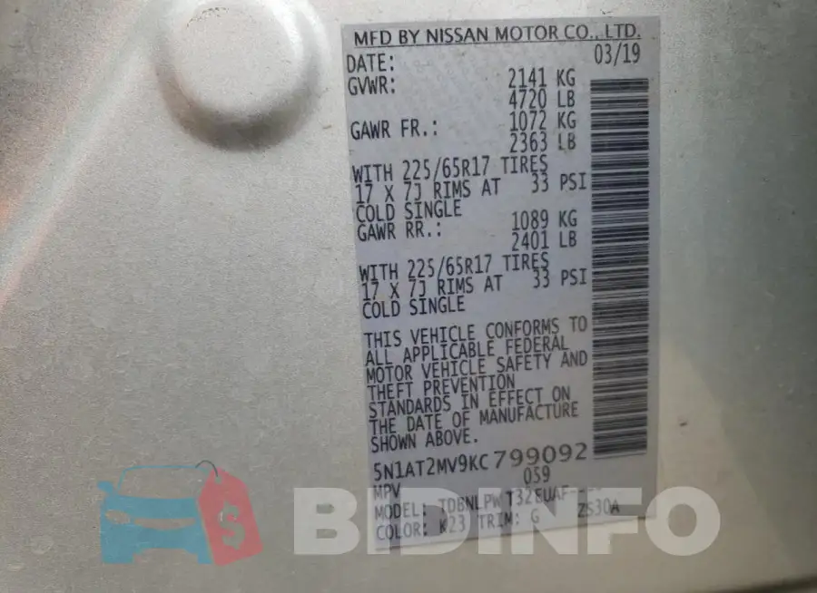 5N1AT2MV9KC799092 Photo# 13