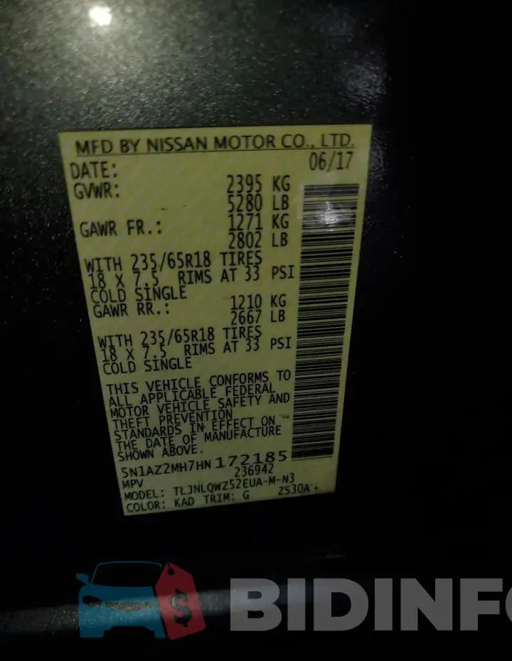 5N1AZ2MH7HN172185 Photo# 13