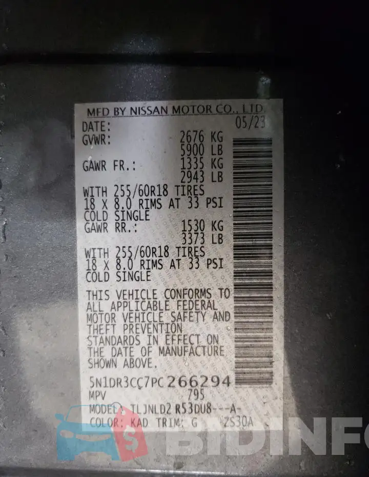 5N1DR3CC7PC266294 Photo# 13