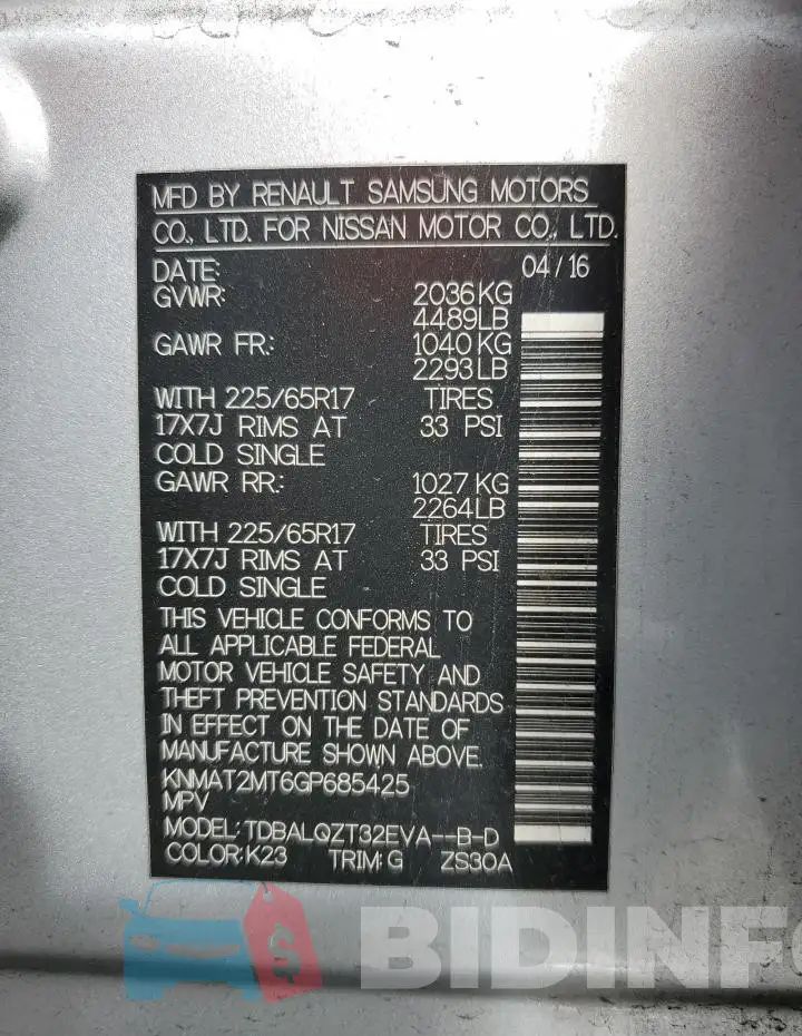 KNMAT2MT6GP685425 Photo# 13