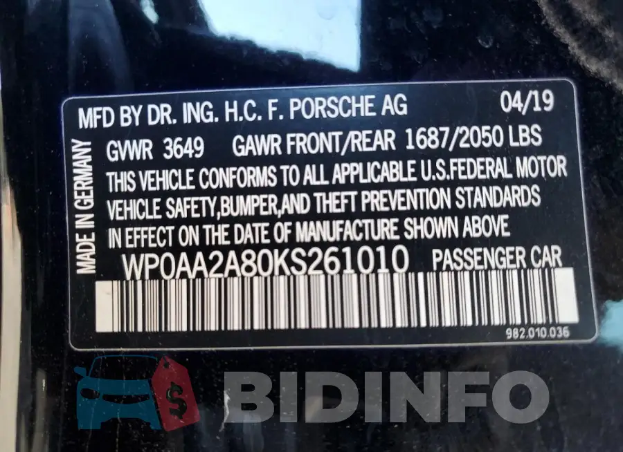 WP0AA2A80KS261010 Photo# 12