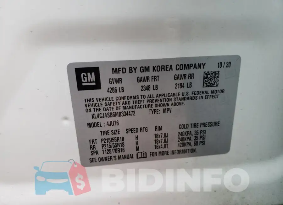 KL4CJASB6MB334472 Photo# 12