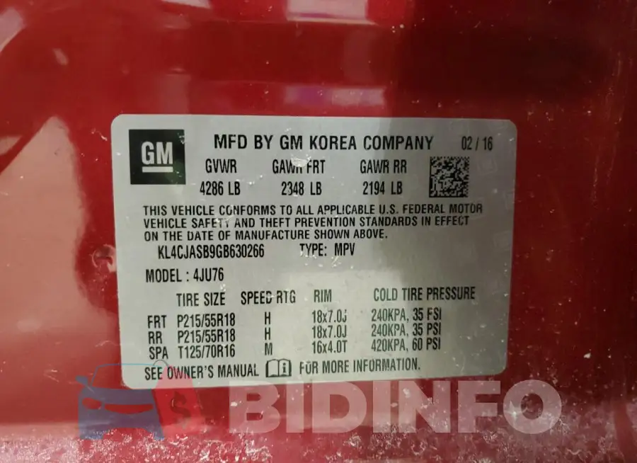 KL4CJASB9GB630266 Photo# 13