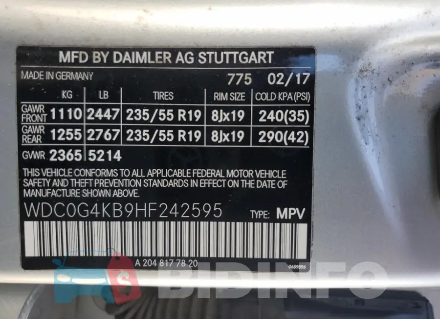 WDC0G4KB9HF242595 Photo# 12