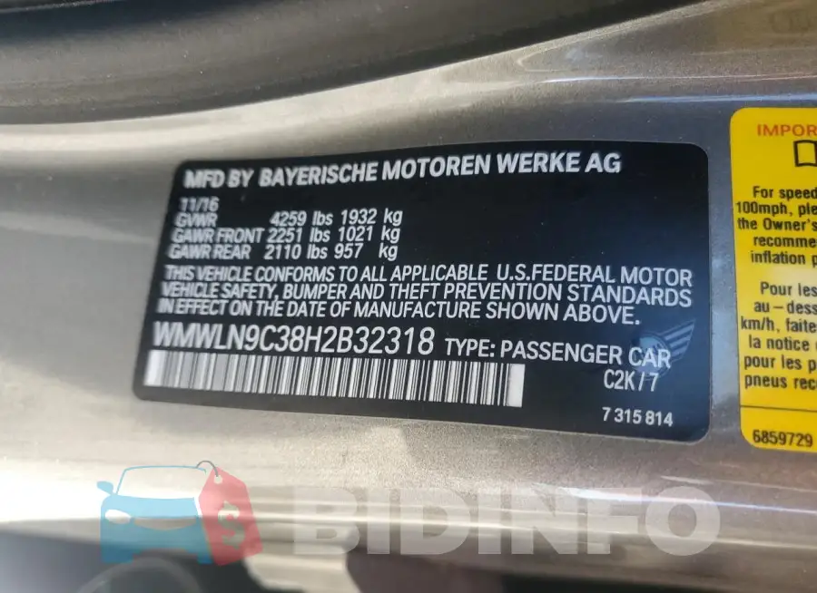 WMWLN9C38H2B32318 Photo# 12