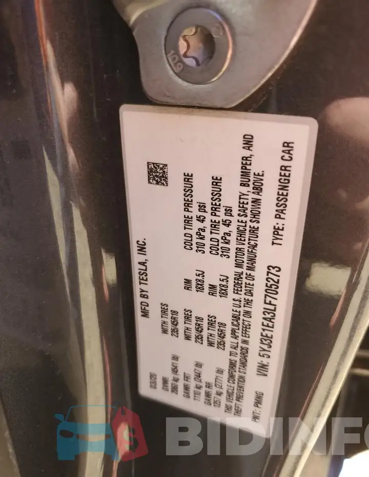 5YJ3E1EA3LF705273 Photo# 12