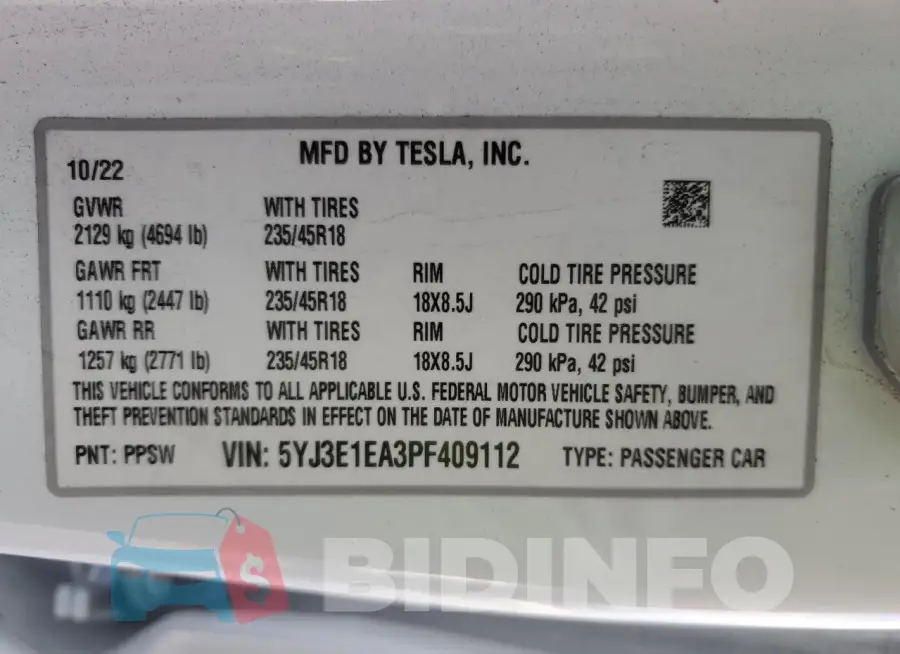 5YJ3E1EA3PF409112 Photo# 13