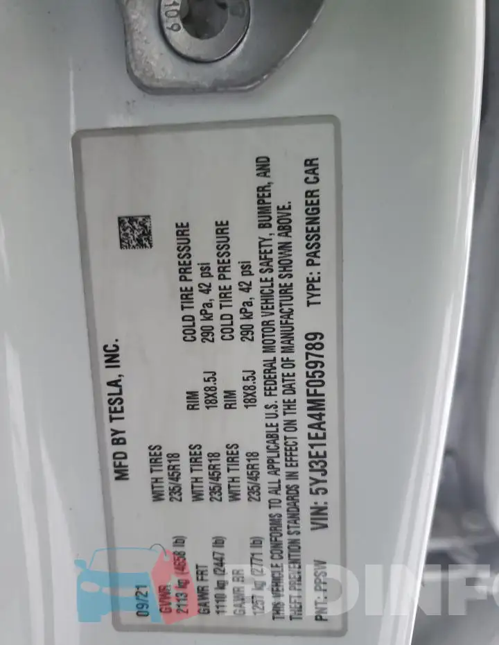5YJ3E1EA4MF059789 Photo# 12