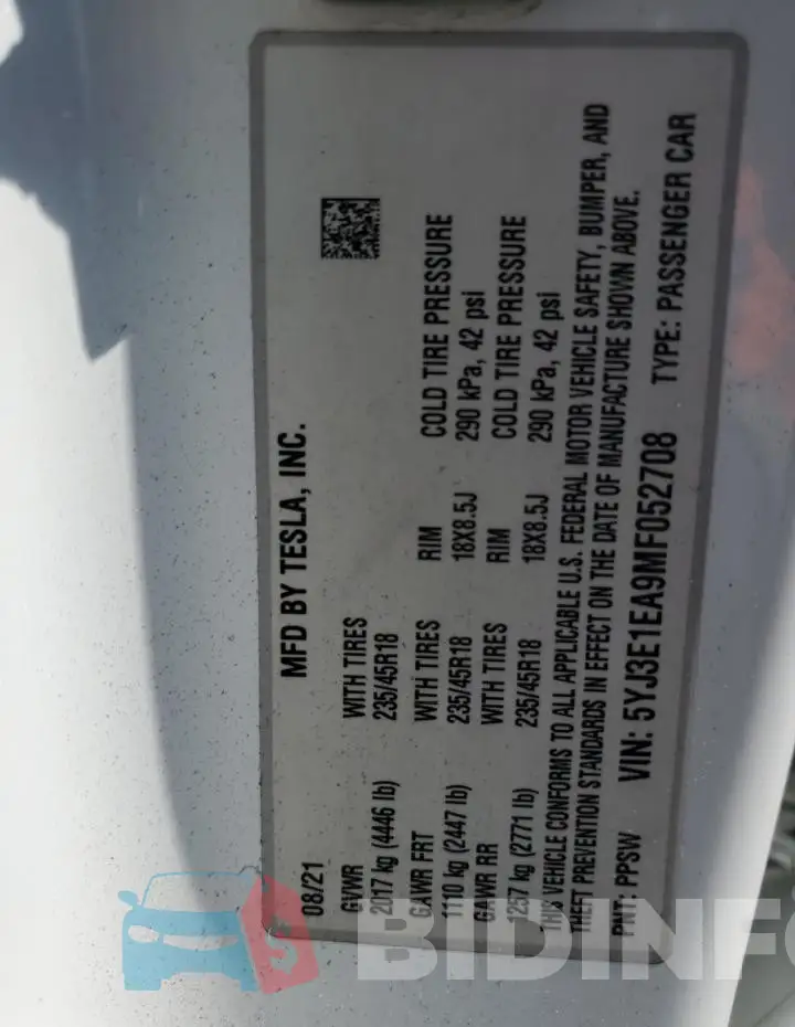 5YJ3E1EA9MF052708 Photo# 12