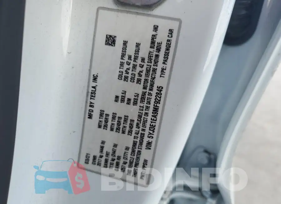 5YJ3E1EA9MF922845 Photo# 12